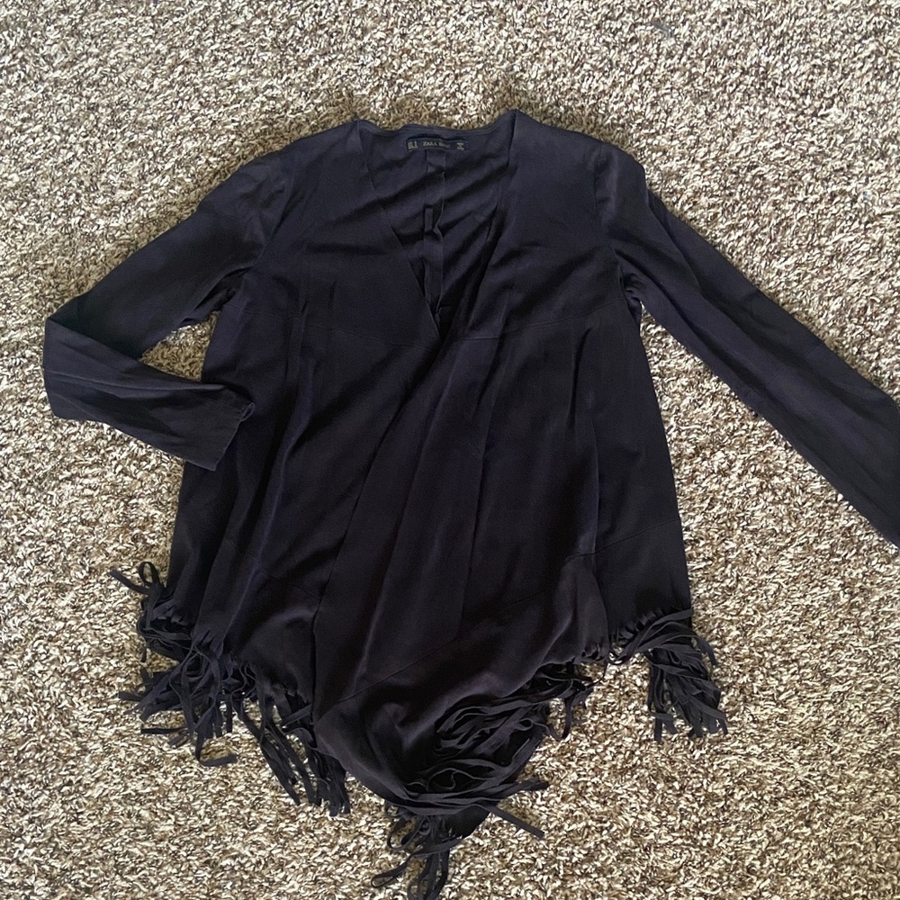 🎃 ❄️ Zara Black Fringe Blouse